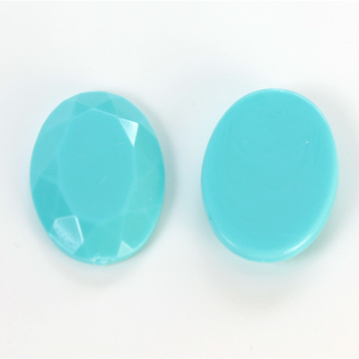 Plastic Flat Back Rose Cut Rhinestone - Oval 25x18MM TURQ