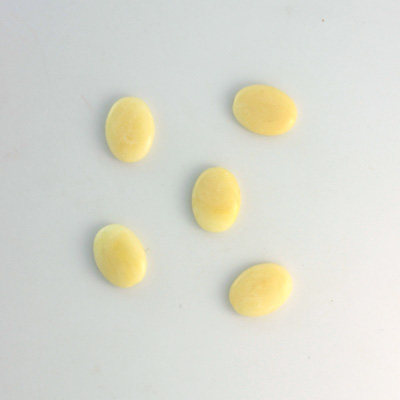 German Plastic Flat Back Buff Top Cabochon - Oval 08x6MM IVORY MATRIX