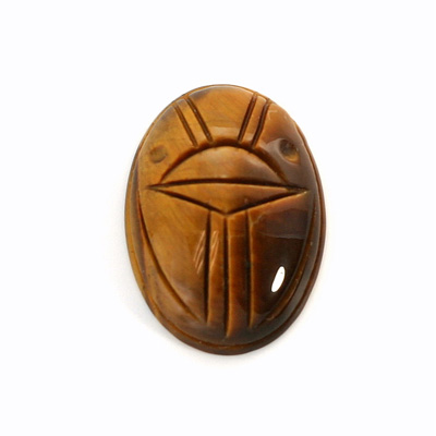 Gemstone Flat Back Carved Scarab 25x18MM TIGEREYE