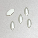 Plastic Medium Dome Pearl Cabochon - Navette 15x7MM WHITE