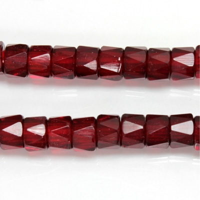 Czech Glass Fire Polished Bead - Round Pony 09x6MM GARNET