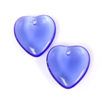German Pressed Glass Pendant - Smooth Heart 15MM SAPPHIRE