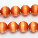 Fiber-Optic Synthetic Bead - Cat's Eye Smooth Round 12MM CAT'S EYE COPPER