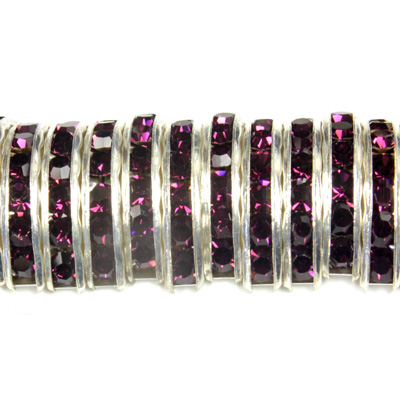 Czech Rhinestone Rondelle - Half Moon 19X7MM AMETHYST-SILVER