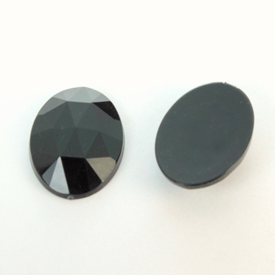 Plastic Flat Back Rauten Rose Rhinestone -  Oval 25x18MM JET