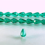 Czech Glass Fire Polish Bead - Pear 08x6MM EMERALD