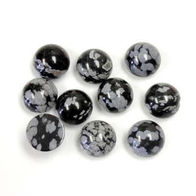 Gemstone Cabochon - Round 08MM SNOWFLAKE OBSIDIAN