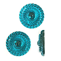 German Plastic Flat Back Foiled Cabochon - Round Swirl Effect 25MM BLUE ZIRCON