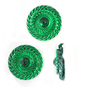 German Plastic Flat Back Foiled Cabochon - Round Swirl Effect 25MM EMERALD