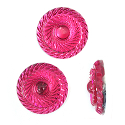 German Plastic Flat Back Foiled Cabochon - Round Swirl Effect 25MM FUCHSIA