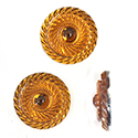 German Plastic Flat Back Foiled Cabochon - Round Swirl Effect 25MM TOPAZ