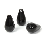 Czech Pressed Glass Bead - Smooth Pear 18x11MM JET