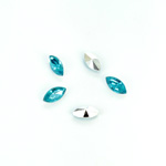 Plastic Point Back Foiled Stone - Navette 08x4MM AQUA