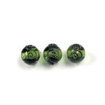 Czech Glass Lampwork Bead - Round 10MM OLIVENE with Swirl Design