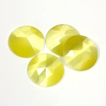 Fiber-Optic Flat Back Cabochon - Rauten Rose Round 15MM CAT'S EYE YELLOW