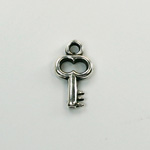 Metalized Plastic Pendant- Key 18x10MM ANT SILVER