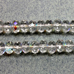 Czech Glass Fire Polish Bead - Rondelle Donut 07x4MM 1/2 Coated CRYSTAL AB