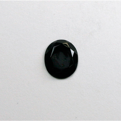 Glass Flat Back Rose Cut Faceted Opaque Stone - Oval 12x10MM JET