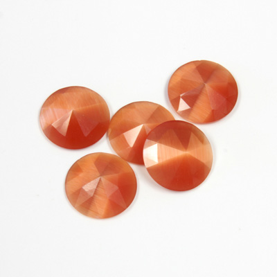 Fiber-Optic Flat Back Cabochon - Rauten Rose Round 11MM CAT'S EYE COPPER