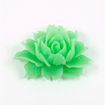 Plastic Carved No-Hole Flower - Rose 43x32MM TRANS MATTE JADE