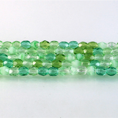 Czech Glass Fire Polish Bead - Round 04MM GREEN MIX