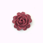 Plastic Carved No-Hole Flower - Rose Bloom 22.5MM  MATTE Maroon