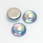 Glass Medium Dome Foiled Cabochon - Round 15MM Coated LT SAPPHIRE AB
