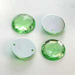 Plastic Flat Back 2-Hole Foiled Sew-On Stone - Round 18MM PERIDOT