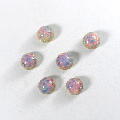 Glass Medium Dome Lampwork Cabochon - Round 07MM FIRE OPAL (01003)