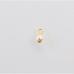 Czech Glass Pearl Bead with 1 Brass Loop - Round 04MM WHITE