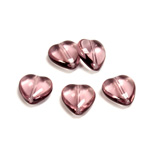 Czech Pressed Glass Bead - Smooth Heart 12x11MM LT AMETHYST