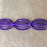 Czech Pressed Glass Bead - Ribbed Melon Oval 17x11MM MATTE COBALT