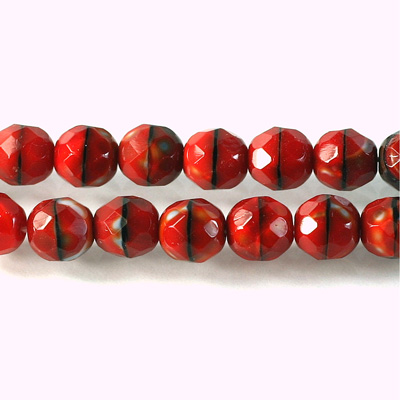 Czech Glass Fire Polish Bead - Round 08MM TIGEREYE RED