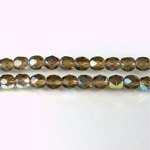 Czech Glass Fire Polish Bead - Round 05MM SMOKE TOPAZ AB