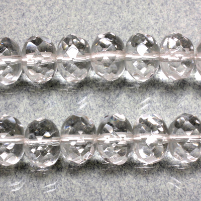 Czech Glass Fire Polish Bead - Rondelle Donut 11x7MM CRYSTAL