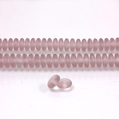 Czech Pressed Glass Bead - Smooth Rondelle 6MM MATTE LT AMETHYST