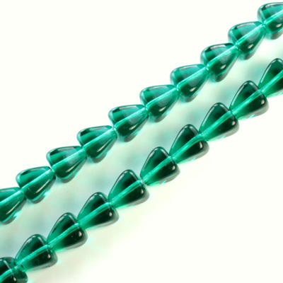 Czech Pressed Glass Bead - Smooth Pyramid 08x7MM EMERALD