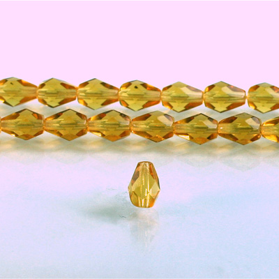 Czech Glass Fire Polish Bead - Pear 08x6MM TOPAZ