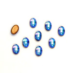 Glass Medium Dome Foiled Cabochon - Coated Oval 06x4MM LT SAPPHIRE AB