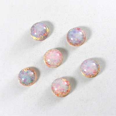 Glass Medium Dome Lampwork Cabochon - Round 08MM FIRE OPAL (01003)
