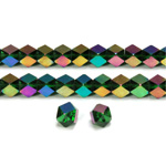 Cut Crystal Bead - Cube 6x6MM EMERALD IRIS