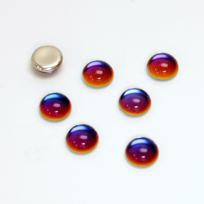 Glass Medium Dome Foiled Cabochon - Round 07MM Coated VULCANO