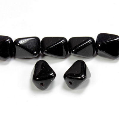 Czech Pressed Glass Bead - Baroque Twisted 11x9MM JET