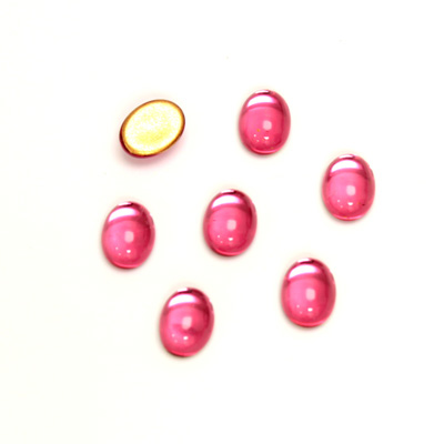 Glass Medium Dome Foiled Cabochon - Oval 08x6MM FUCHSIA