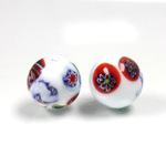 Glass Lampwork Bead - Smooth Round 14MM VENETIAN WHITE