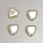 Glass Medium Dome Cabochon Pearl Dipped - Heart 14x14MM CREME