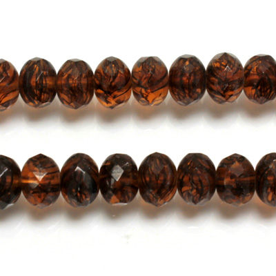 Czech Glass Fire Polish Bead - Rondelle Donut 09x6MM TORTOISE