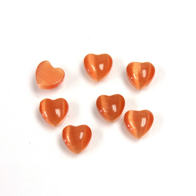 Fiber-Optic Cabochon - Heart 06MM CAT'S EYE COPPER