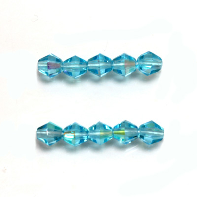 Czech Glass Fire Polished Bead - Bicone 06MM AQUA AB