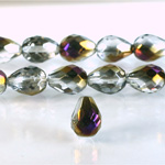 Czech Glass Fire Polish Bead - Pear 13x10MM 1/2 Coated ZAIRIT